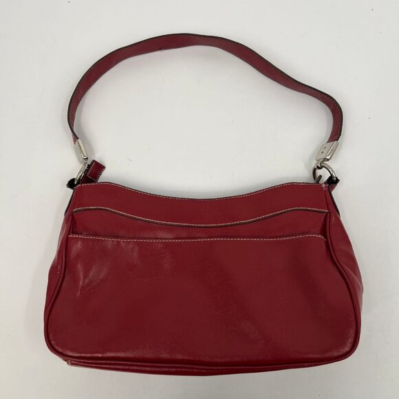 Liz Claiborne Red Faux Leather Shoulder Bag | Small Size - Picture 2 of 12